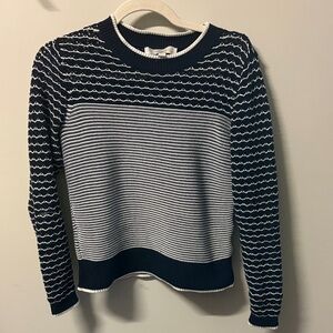LOFT Dark Blue and White Knit Top